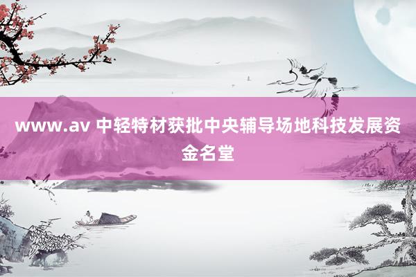 www.av 中轻特材获批中央辅导场地科技发展资金名堂