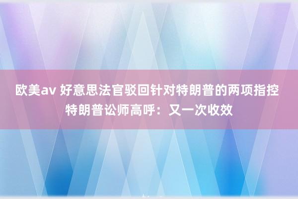 欧美av 好意思法官驳回针对特朗普的两项指控 特朗普讼师高呼：又一次收效