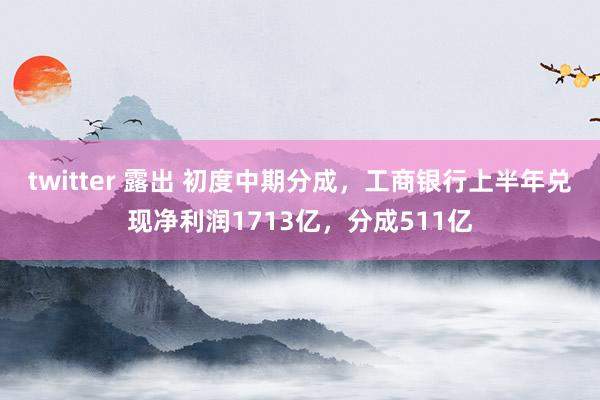 twitter 露出 初度中期分成，工商银行上半年兑现净利润1713亿，分成511亿