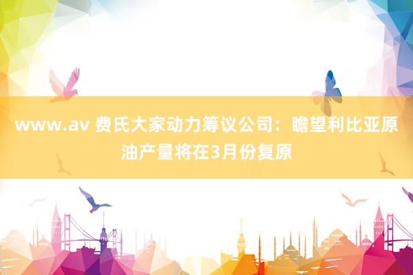 www.av 费氏大家动力筹议公司：瞻望利比亚原油产量将在3月份复原