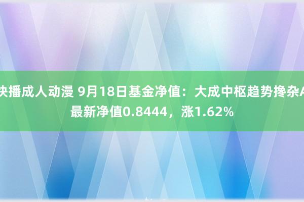 快播成人动漫 9月18日基金净值：大成中枢趋势搀杂A最新净值0.8444，涨1.62%