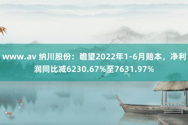 www.av 纳川股份：瞻望2022年1-6月赔本，净利润同比减6230.67%至7631.97%