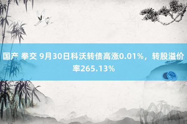 国产 拳交 9月30日科沃转债高涨0.01%，转股溢价率265.13%