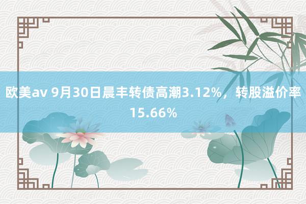 欧美av 9月30日晨丰转债高潮3.12%，转股溢价率15.66%