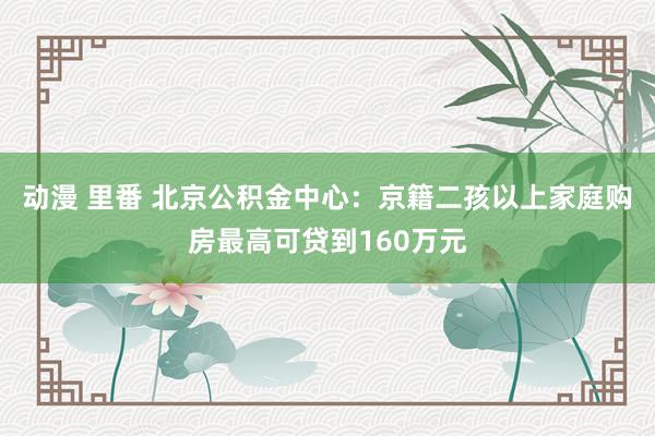 动漫 里番 北京公积金中心：京籍二孩以上家庭购房最高可贷到160万元