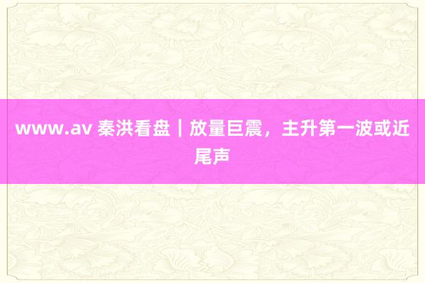 www.av 秦洪看盘｜放量巨震，主升第一波或近尾声