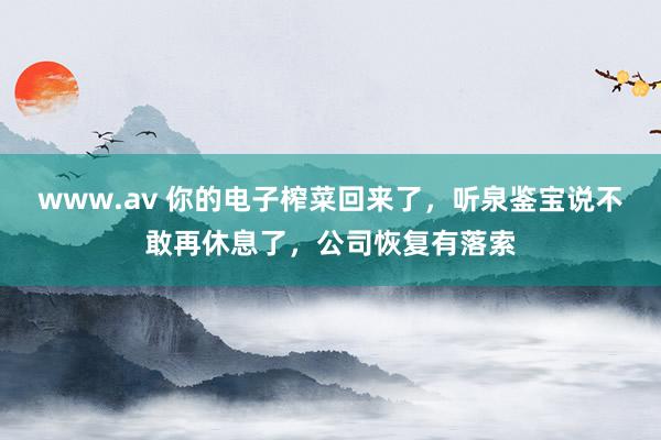 www.av 你的电子榨菜回来了，听泉鉴宝说不敢再休息了，公司恢复有落索