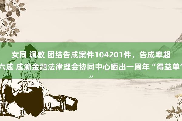 女同 调教 团结告成案件104201件，告成率超六成 成渝金融法律理会协同中心晒出一周年“得益单”