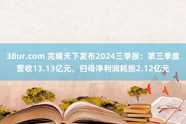 38ur.com 完晴天下发布2024三季报：第三季度营收13.13亿元，归母净利润耗损2.12亿元