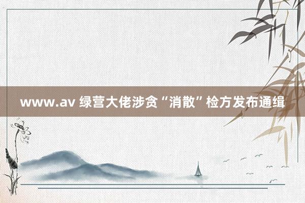 www.av 绿营大佬涉贪“消散”检方发布通缉