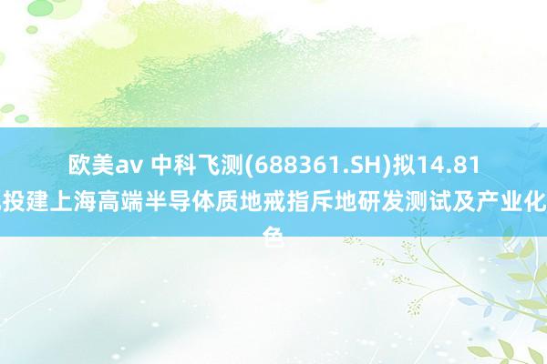 欧美av 中科飞测(688361.SH)拟14.81亿元投建上海高端半导体质地戒指斥地研发测试及产业化姿色