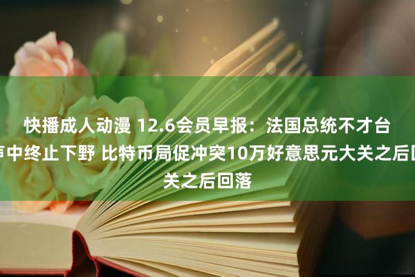 快播成人动漫 12.6会员早报：法国总统不才台呼声中终止下野 比特币局促冲突10万好意思元大关之后回落