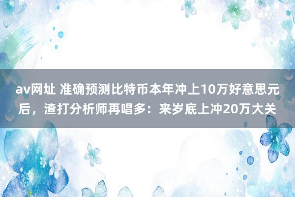 av网址 准确预测比特币本年冲上10万好意思元后，渣打分析师再唱多：来岁底上冲20万大关