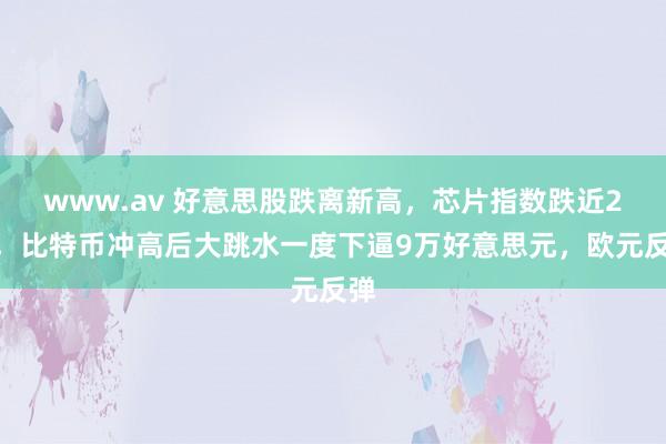 www.av 好意思股跌离新高，芯片指数跌近2%，比特币冲高后大跳水一度下逼9万好意思元，欧元反弹