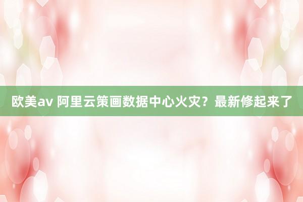 欧美av 阿里云策画数据中心火灾？最新修起来了