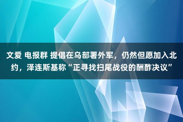 文爱 电报群 提倡在乌部署外军，仍然但愿加入北约，泽连斯基称“正寻找扫尾战役的酬酢决议”